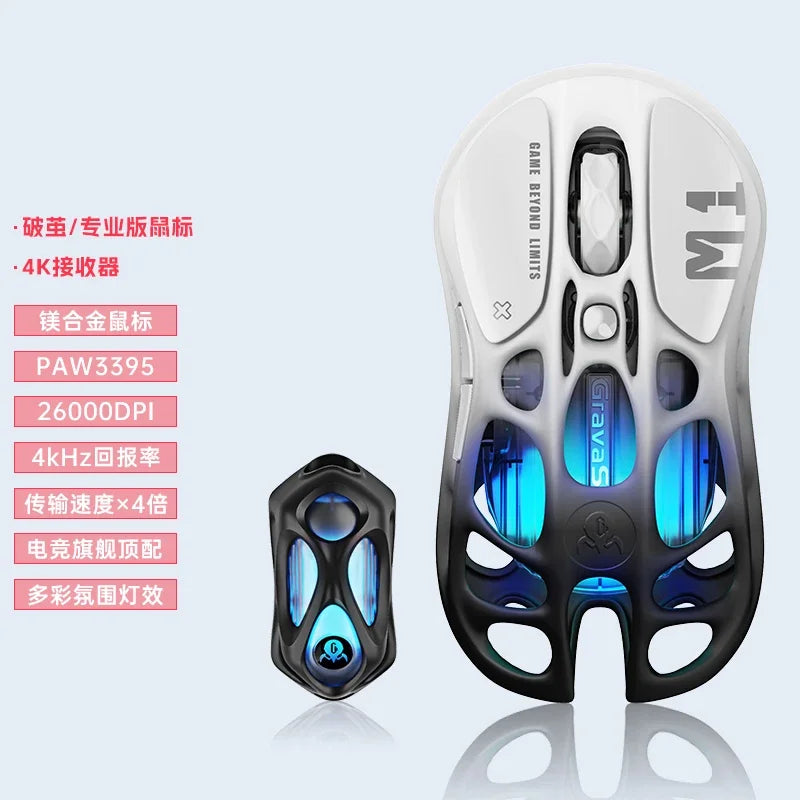 Gravastar M1/M2/Mercury X Pro Mouse Wireless Three Mode Magnesium Alloy Lightweight RGB Hollow Customized E-sports Gamer Mice