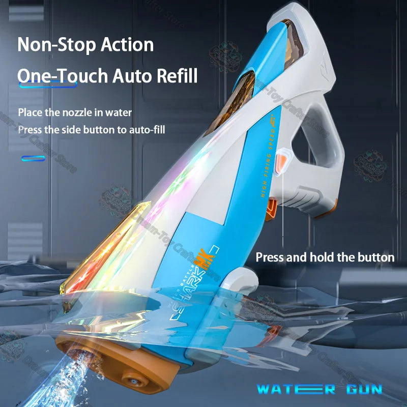 Electric Water Gun Toy for Kids Automatic Suction Blaster Handheld Outdoor Splash Soaker Space Style Boat Play Beach Shooting Fu
