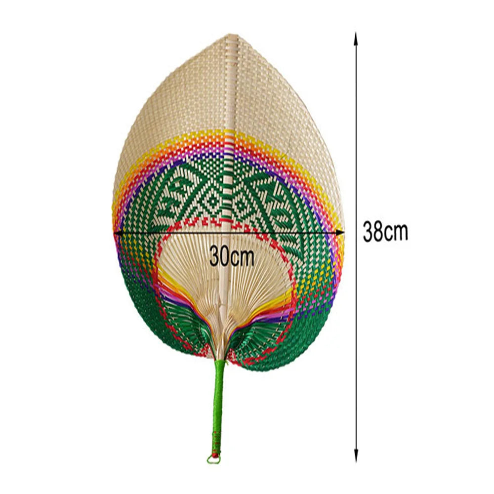 Handmade Bamboo Woven Fan Straw Woven Summer Cooling Hand Fan Creative Sunflower Fan Peach Heart Large Fan