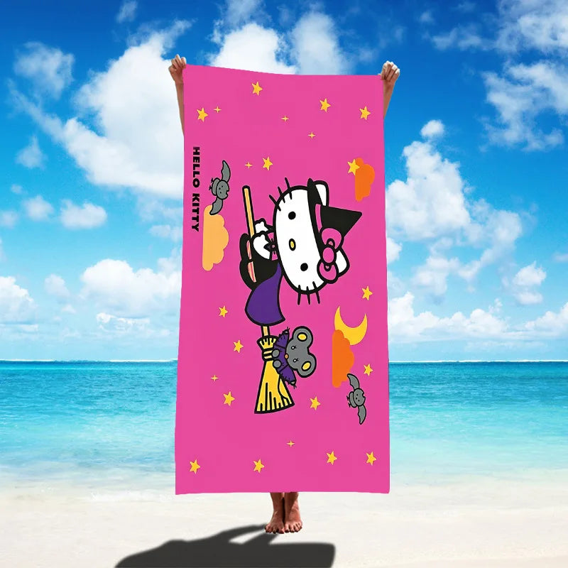 Sanrio Hello Kitty Beach Towel Cartoon Style Microfiber Large Beach Towel Bath Towel Multifunctional Square Towel Beach Towel