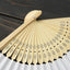 Hand Held Paper Fans White Silk Bamboo Folding Fans Handheld Folded Fan for Wedding Party DIY Decoration