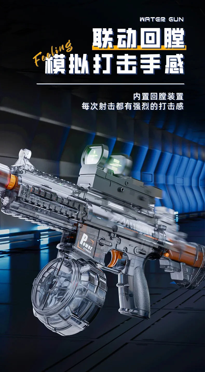 Electric Water Gun Toy Continuous Shooting with Firelight Big Capacity Water Pistol Spray Blaster Pool Summer Toy for Kids Adult