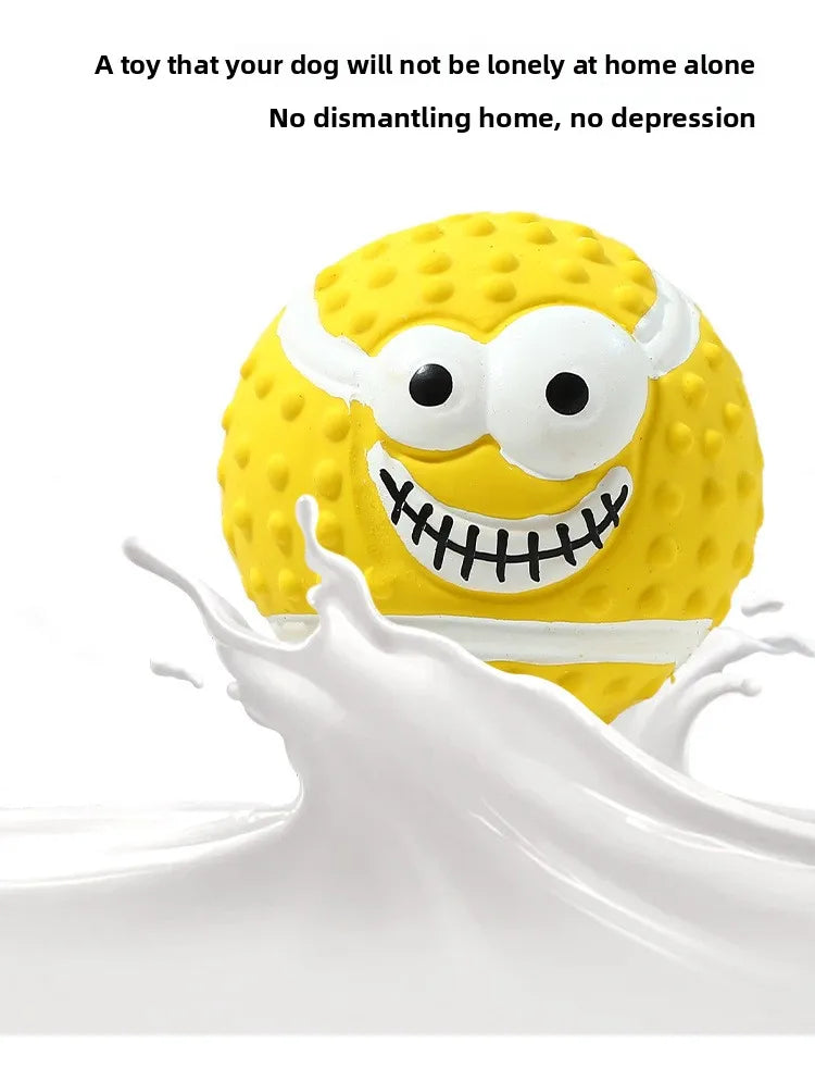 New Smiley Face Ball Latex Sound Toy Molar Teeth Cleaning Pet Latex Ball Dog Toy Pet Supplies