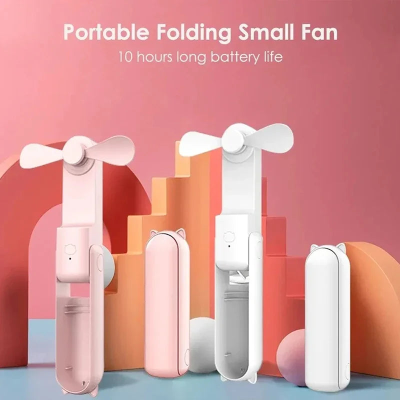 2000mAh Power Bank 3 Gears Portable Fan Super Mini Handheld Fan USB Rechargeable Fan Foldable Hand Held Small Pocket Fan