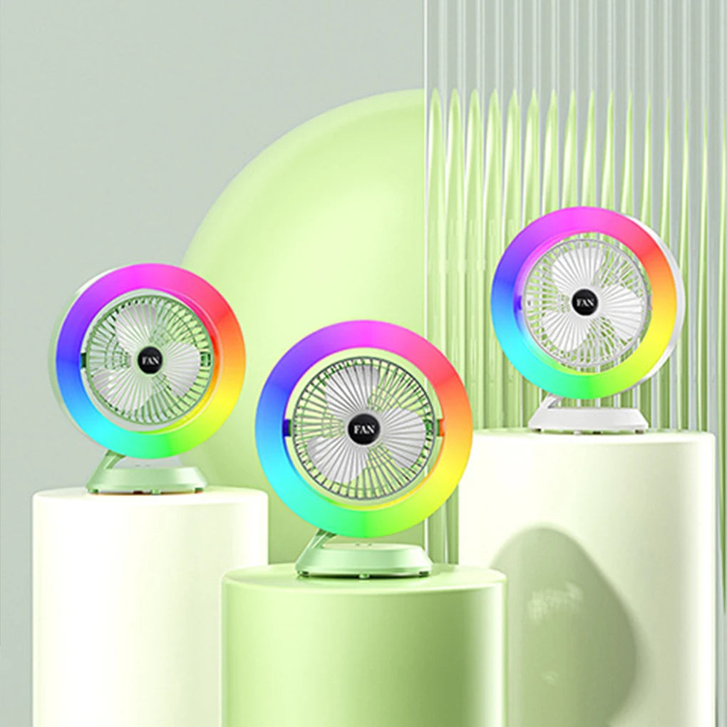 RGB Colorful Desktop Fan: Whisper - Quiet, Boasting Potent Wind Power in a Compact Design. The Ultimate Choice for Personal Cool