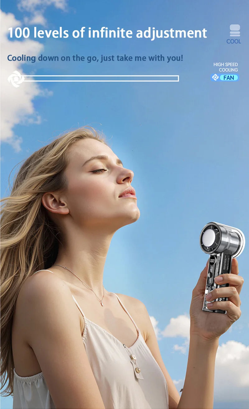 Fan X05 Mecha 100-speed Fan USB 20000RPM Violent Turbine Fan Handheld Refrigeration Ice Compress Fan Camping Travel