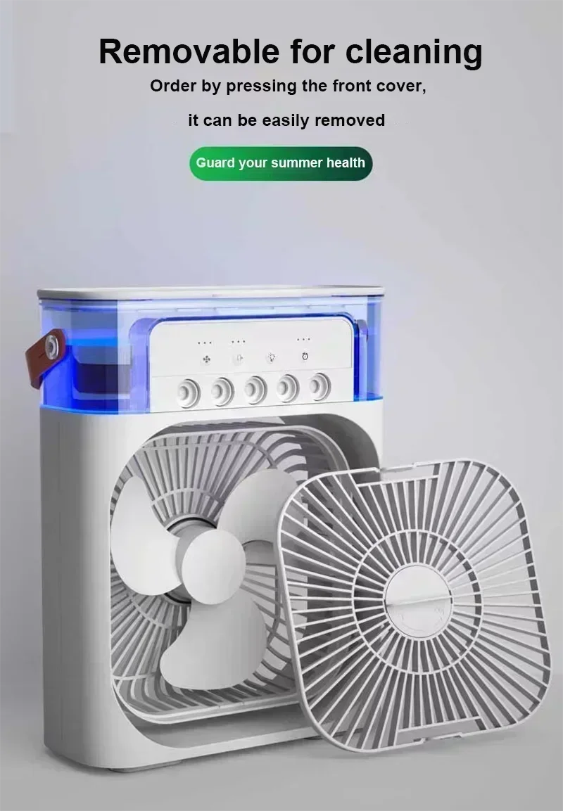 Portable Humidifier Fan 3 in 1 Air Conditioners USB Electric Fan LED Night Light USB 3 Speed Household Small Air Cooler