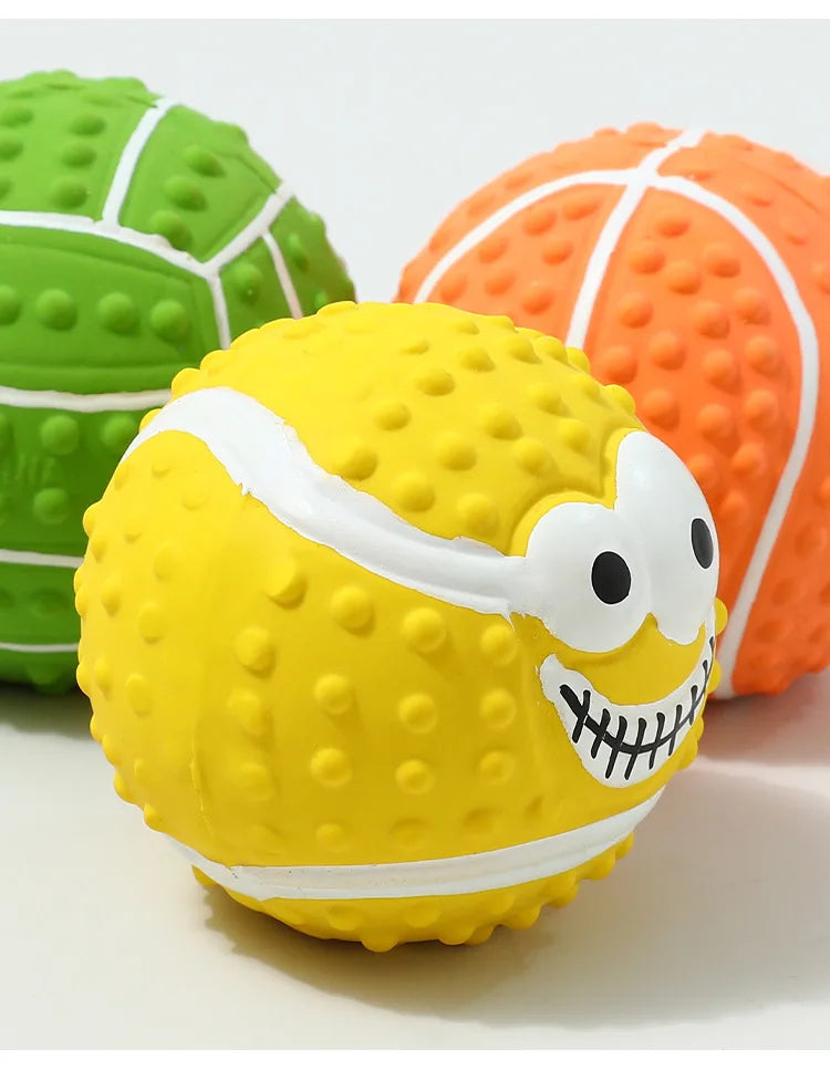 New Smiley Face Ball Latex Sound Toy Molar Teeth Cleaning Pet Latex Ball Dog Toy Pet Supplies