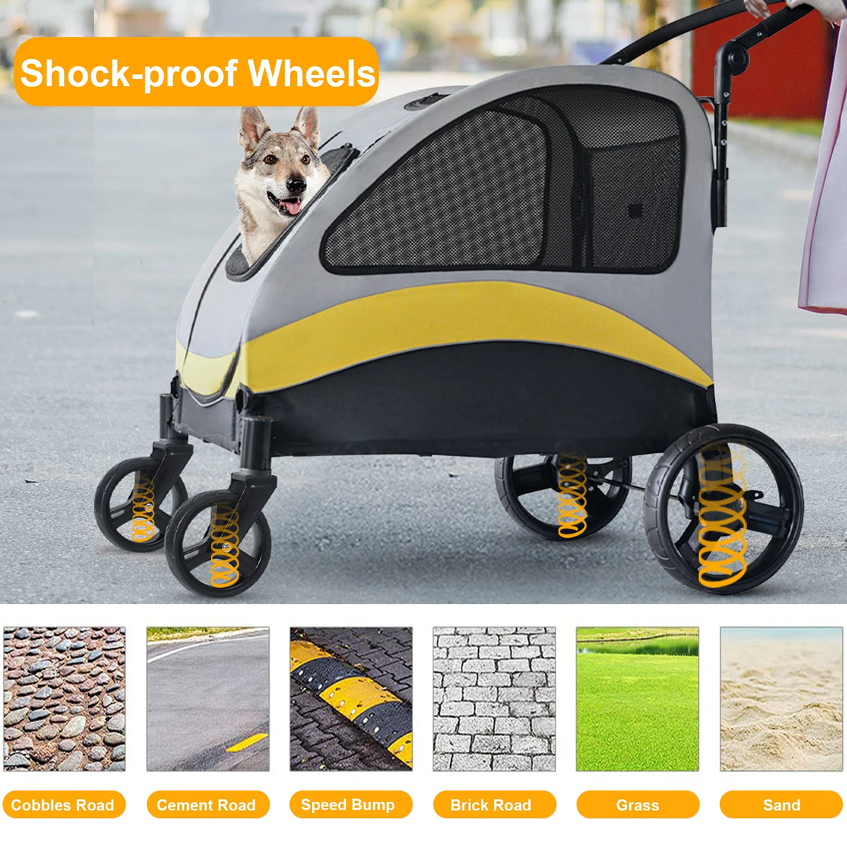 Pet Stroller -good for old or injury dog, 3 sizes, Portable ,Breathable & Foldable