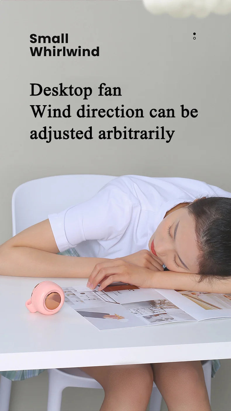 Portable Silent Mini Clip Fan Bladeless USB Fan Built-in 900mAh Battery Hanging Waist Electric Fan 3 Speeds for Outdoor Travel