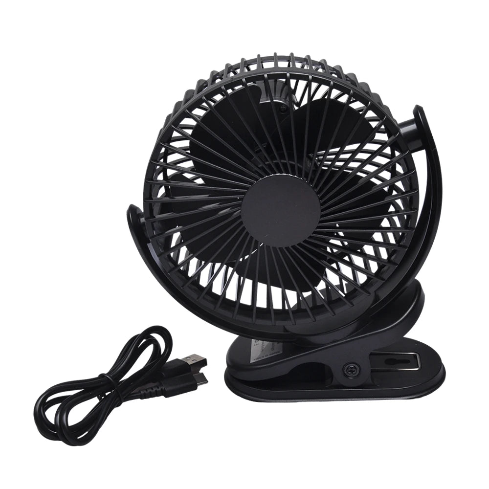 5inch/8inch Rechargeable Battery Operated Clip on Fan, USB & Type-C Charging, 4 Speeds Adjustable Portable Desktop Fan