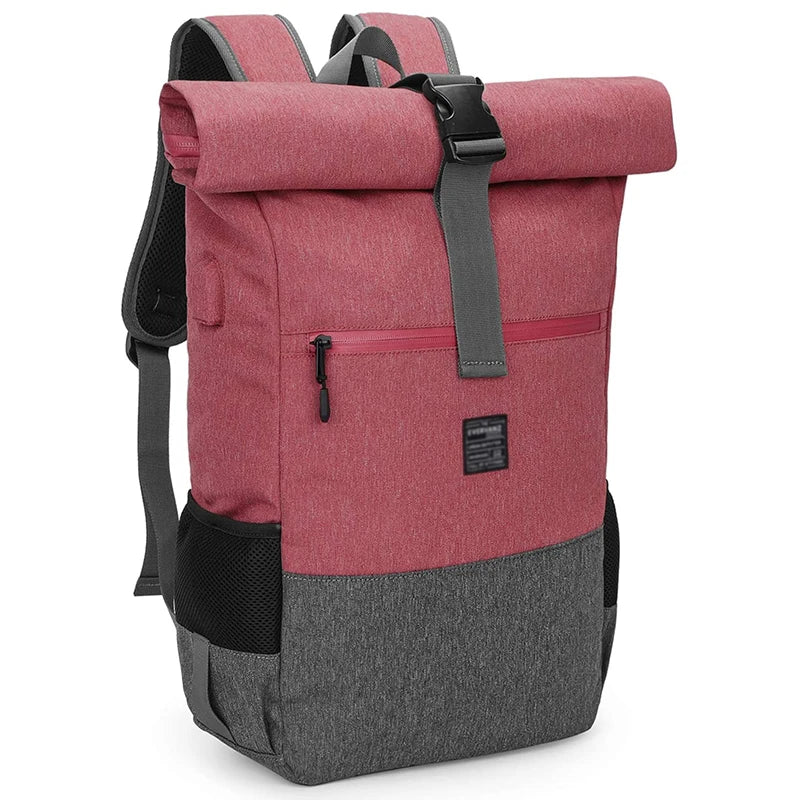 EverVanz Rolltop Backpack, Daypack With Compartment For 12 - 17 inch Laptop, Waterproof And Anti-Theft