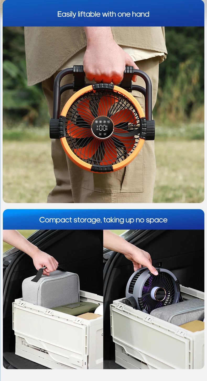 New Multifunctional 6 in 1 Desktop Fan 20000mAh Outdoor Camping Fan Air Circulator 4 Speed Adjustment Wireless Tent Ceiling Fan