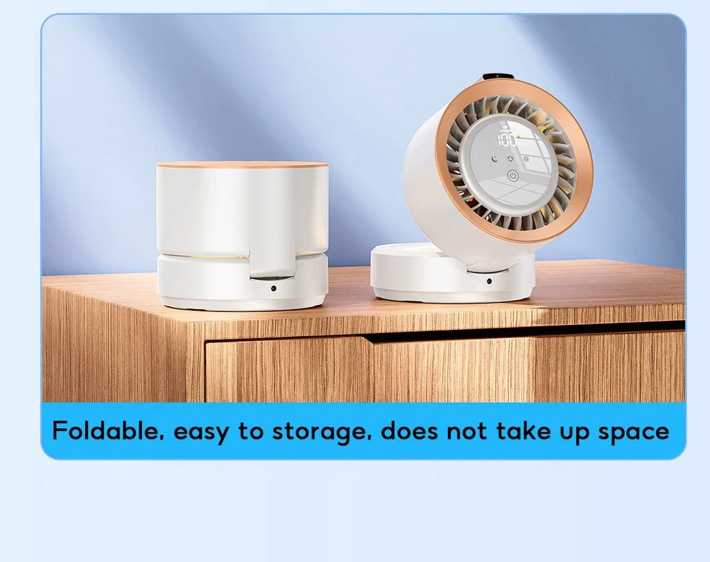 Eary Wall-mounted Fan Punch-free Foldable Fast Charging Desktop Fan With Night Light Magnetic Remote Control Air Conditioner Fan