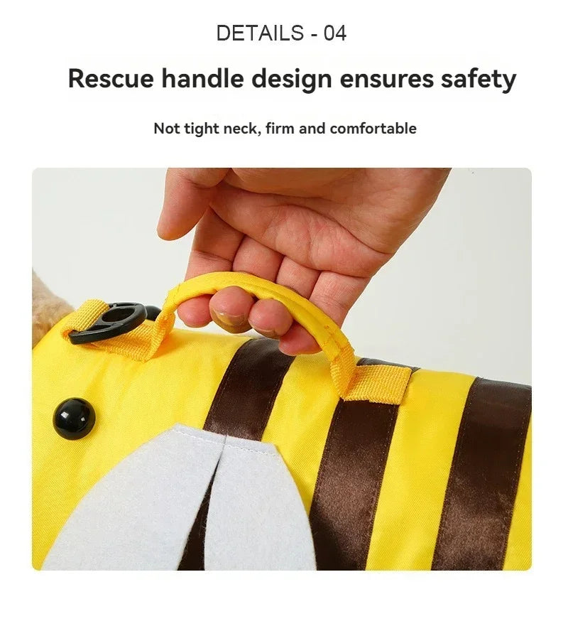 Summer Pet Dog Life Jacket Vest Clothes Life Vest Collar Harness Pet Dog Swimming Summer Swimwear Clothes Little Bee Pet Clothes