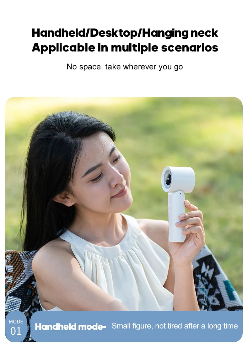 New Portable Foldable Handheld Fan 100 Speed with LED Digital Display 2000mAh Multi-angle Adjustable Turbo Fan for Home Outdoor