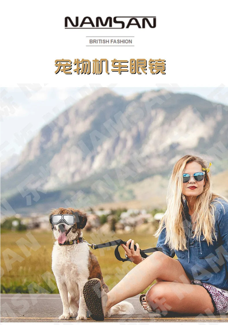 Pet Glasses New Dog Locomotive Glasses Sunglasses Medium and Large Dog Goggles Windproof Sunscreen Pet Accessories