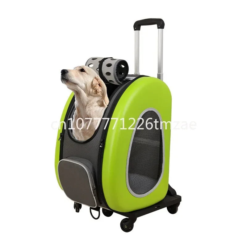 Outdoor Travel Tugboat Draw-Bar Pet Bag - Can be Used as a Pull Bag, Backpack, or Side Bag