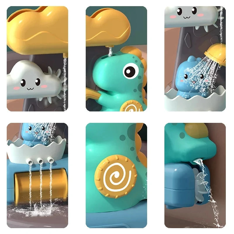 Children's Take A Shower Paddle Toys Cartoon Animals Dinosaurs Spin Water Spray Waterwheel Bath Toy Kids Delight Shower Toy Gift
