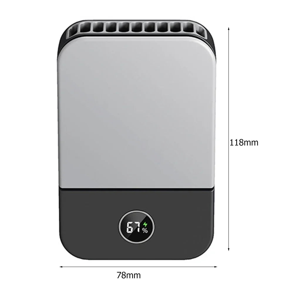 Portable USB Rechargeable 3 Speed Mute Personal  Waist Clip on  Summer Air Cooler Mini Digital Display Hanging Neck Fan