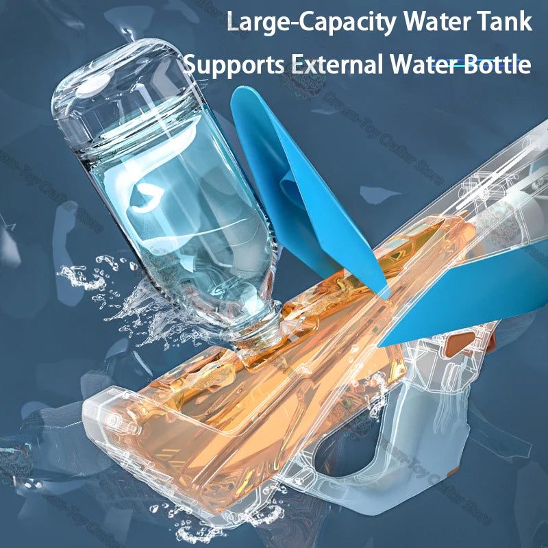 Electric Water Gun Toy for Kids Automatic Suction Blaster Handheld Outdoor Splash Soaker Space Style Boat Play Beach Shooting Fu