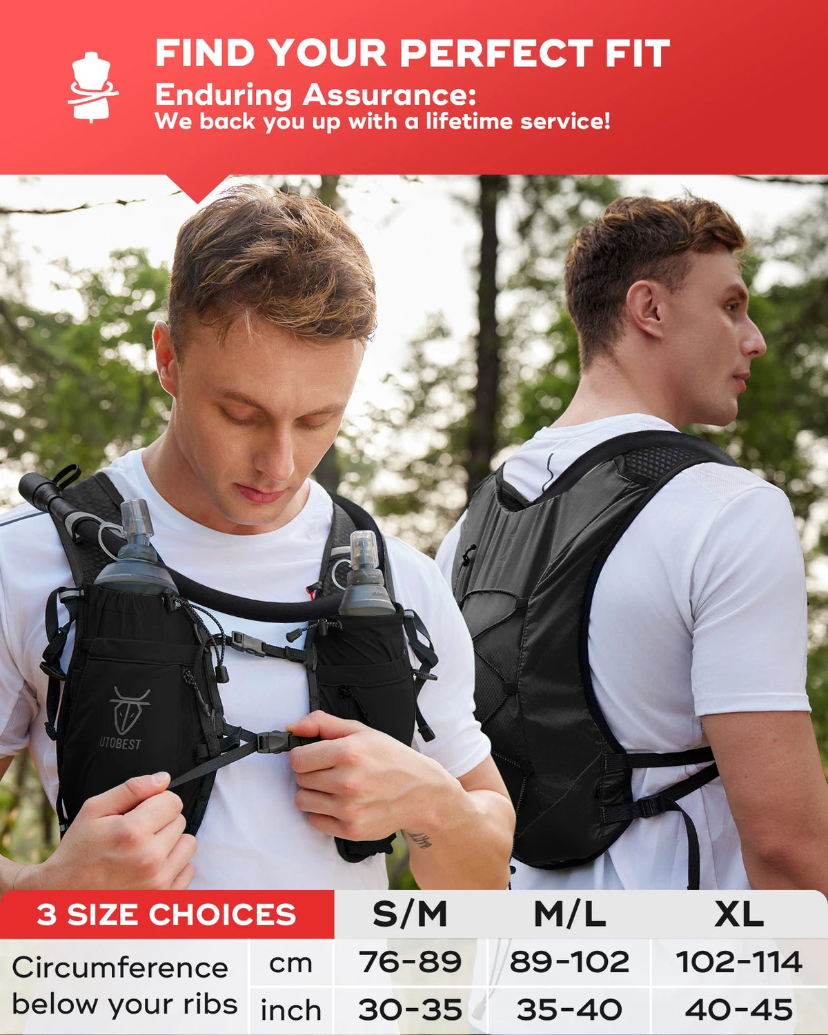 UTOBEST Trail Running Backpack 10L Ultra Lightweight Hydration Vest with 2L Water Bladder for Outdoor Hiking Cycling Marathon