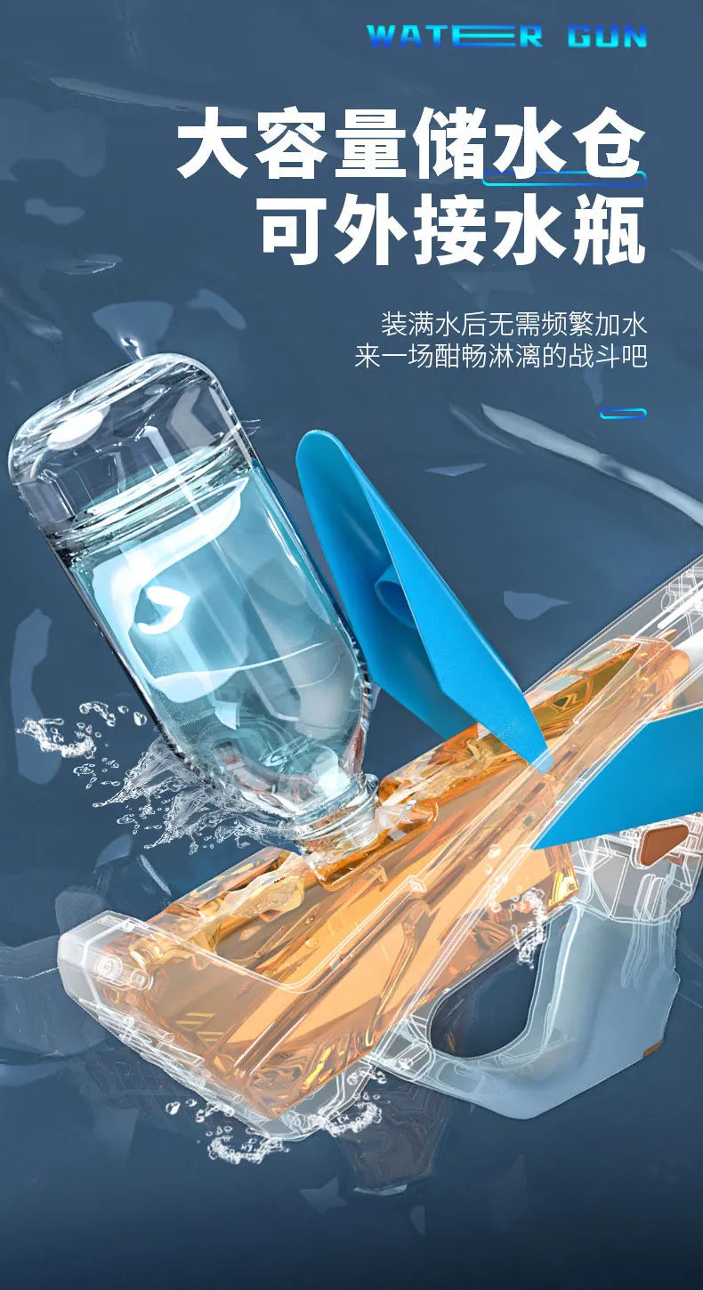 Electric Water Gun Toy for Kids Automatic Suction Blaster Handheld Outdoor Splash Soaker Space Style Boat Play Beach Shooting Fu