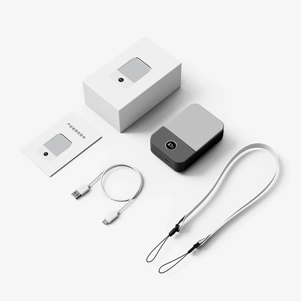 Portable USB Rechargeable 3 Speed Mute Personal  Waist Clip on  Summer Air Cooler Mini Digital Display Hanging Neck Fan