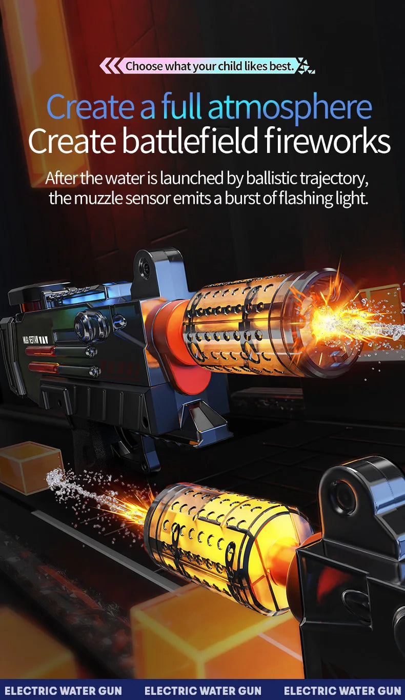 Electric UZI Flamethrower Water Gun Toy High-Power Full Automatic Water Shooter Outdoor Games for Kids Adults Summer Fun Toys