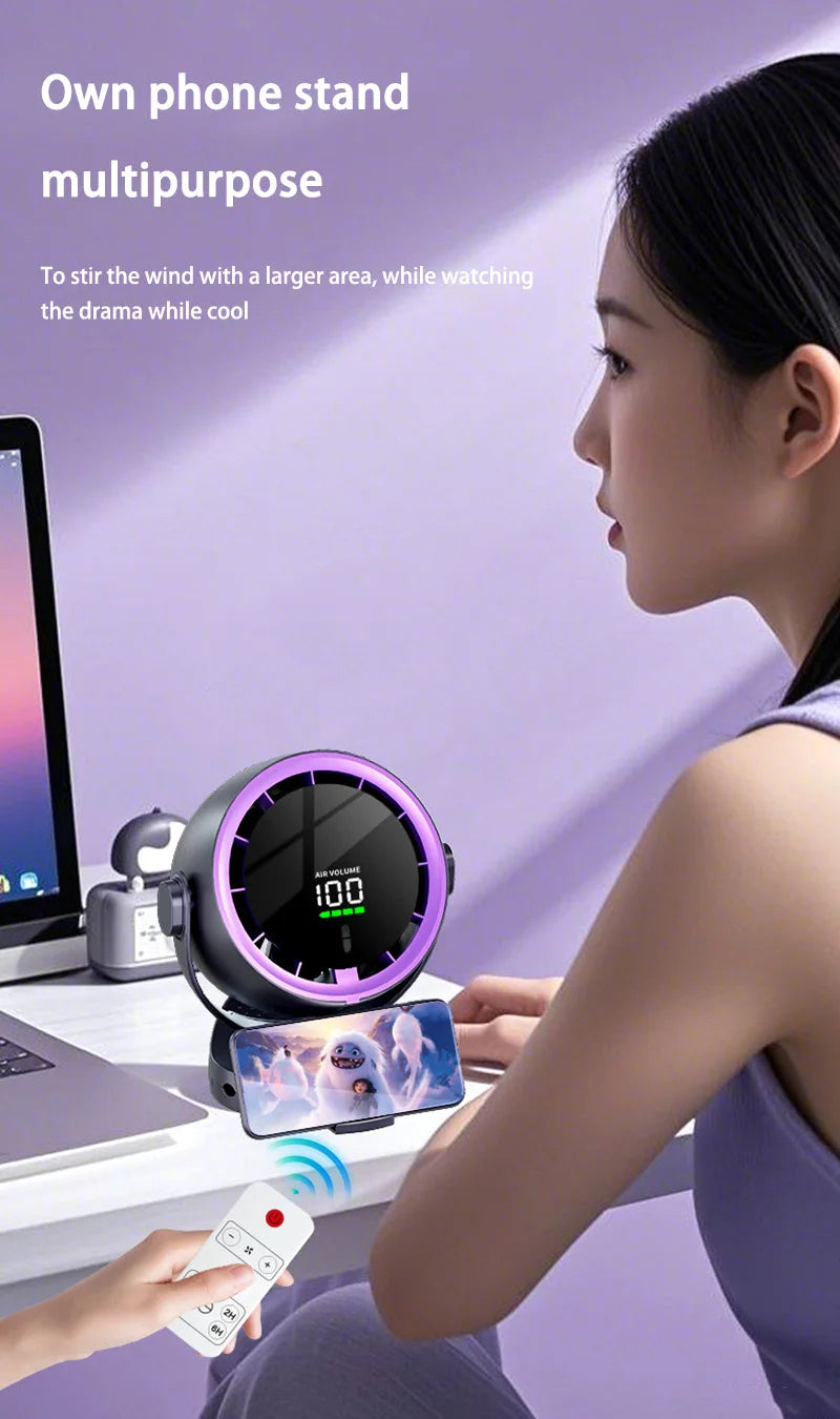 Xiaomi Digital Display Fan Desktop Remote Control 720°Rotation Type-C Rechargeable Electric Fans Portable Wall Hanging With Clip