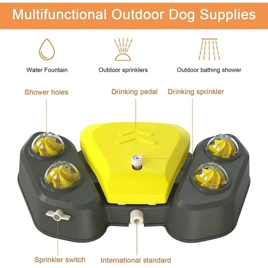 Dog Water Sprinkler Toy， Outdoor Splash Pad Puppy Drinking Dispenser， Interactive Dog Toys