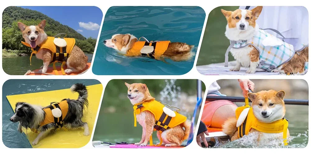 Cute Summer Dog Life Jacket for Swimming Boating Pet Safety Floating Vest Life Preserver with Rescue Handle For Cats Small Dogs