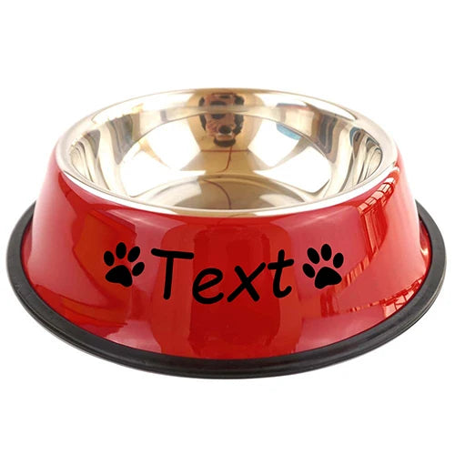 Personalized Stainless Steel Pet Bowls - Custom Name, Non-Slip, Colorful, Multi-Size