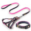 Dog Leash Harness Adjustable Collar Set Denim Pet Lead Vest for Small Medium Large Dogs Pet Cat Lead for Walking Training