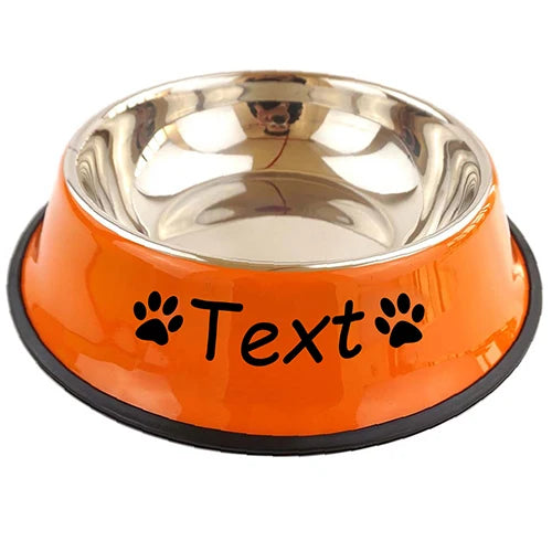 Personalized Stainless Steel Pet Bowls - Custom Name, Non-Slip, Colorful, Multi-Size