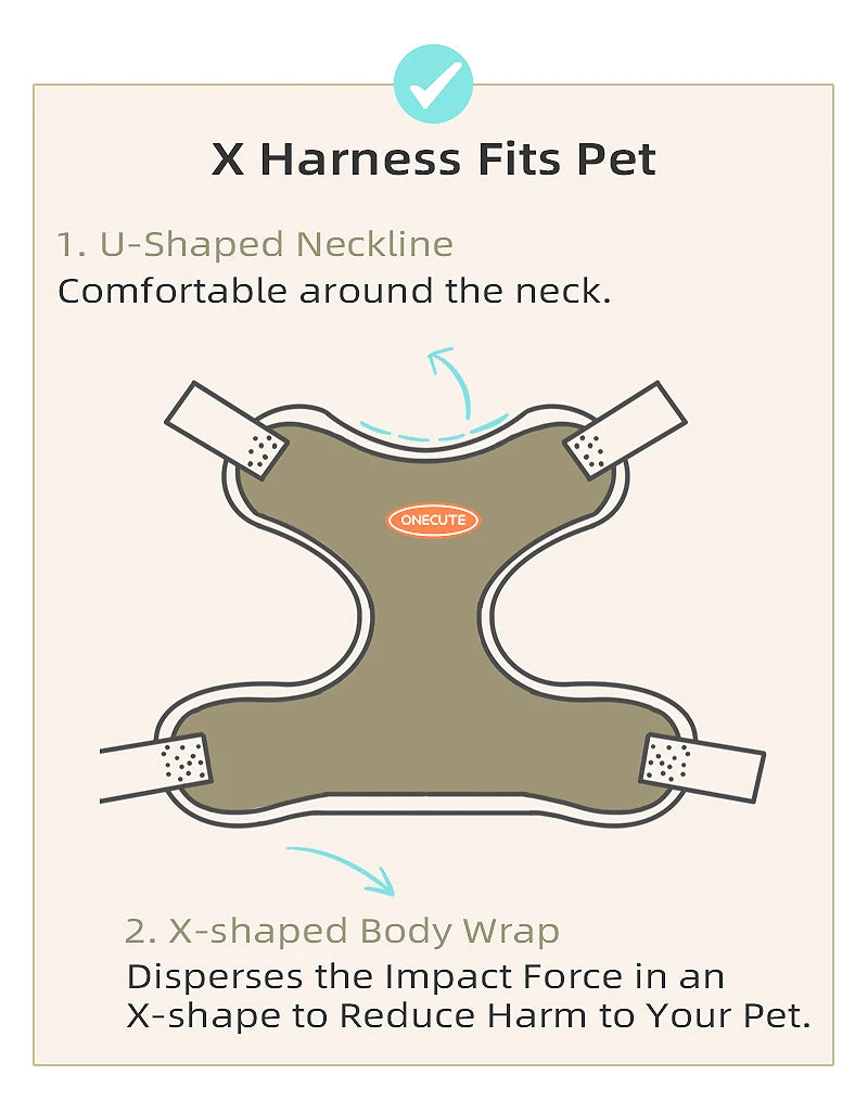 ONECUTE Handsfree Pet Dog Puppy  Harness  with Adjustable Traction Rope  Cat Breathable and Not Tight