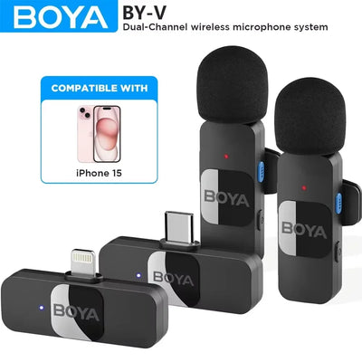 BY-V Wireless Lavalier Microphone for Iphone 15/16 Series Samsung TECNO REDMI Type-C Devices Video Recording Streaming Vlog-ADS1508