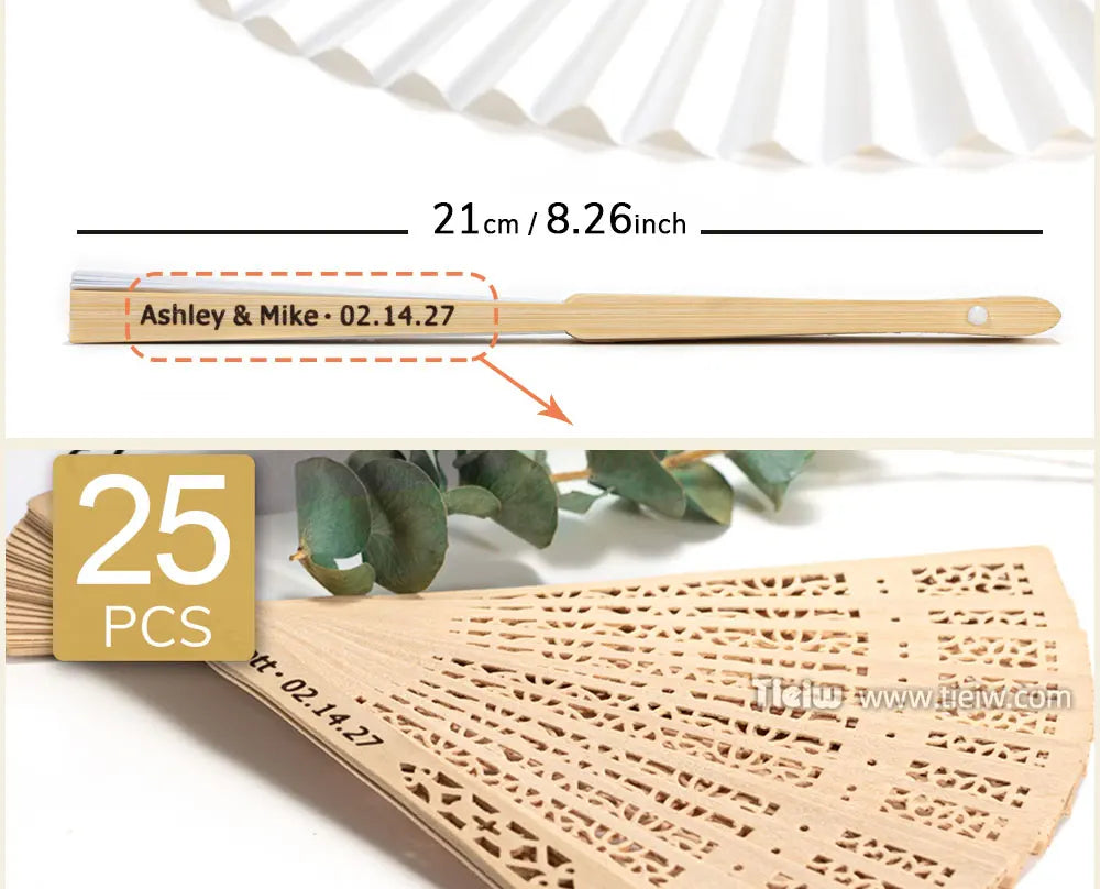 Custom Wedding Fans-Hand Fan For Bridal Shower Beach And Summer Wedding Favors-Personalized Rustic And Elegant Wooden Fan