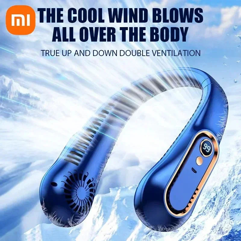Xiaomi Neck Fan Digital Display Power Ventilator Leafless Neck Band Fan Portable Mini Air Cooler USB Rechargeable Fan
