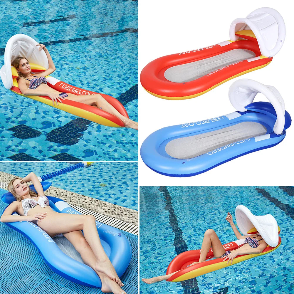 Inflatable Float Hammock floaties for adults Perfect for Poolside Lounging Swimming Pool Loungers Beds Foldable Striped Parties
