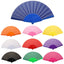 Portable Folding Fan Plain Plastic Cloth Hand Fan Chinese Elegant Fabric Hand Fan for Weddings Travel Party Dancing Cosplay