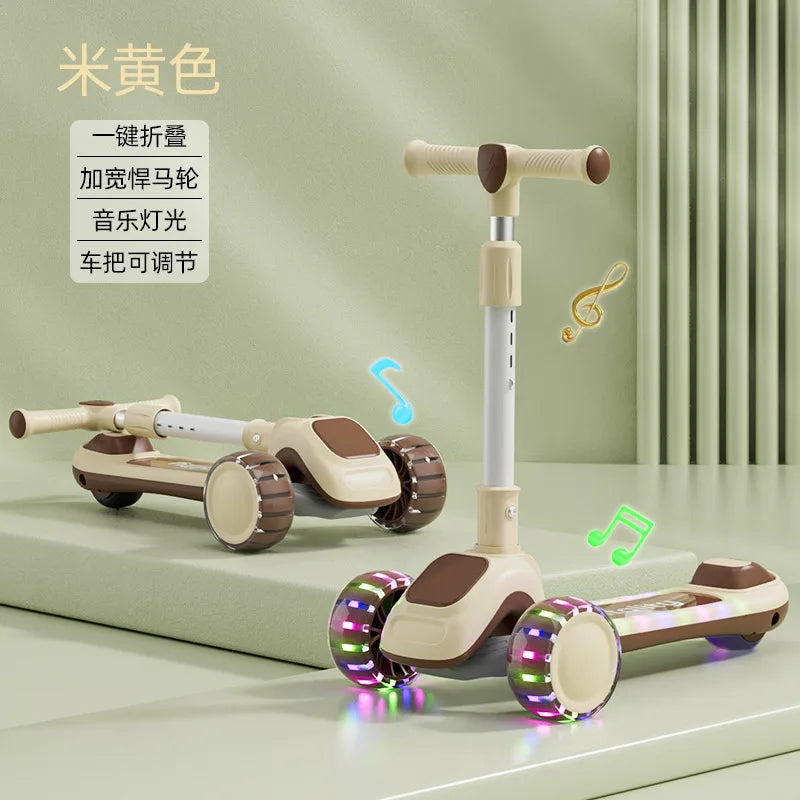 New Children's Scooter Multifunctional Toy Car for Boys and Girls with Guardrails Universal Wheels Five in One Children Scooter