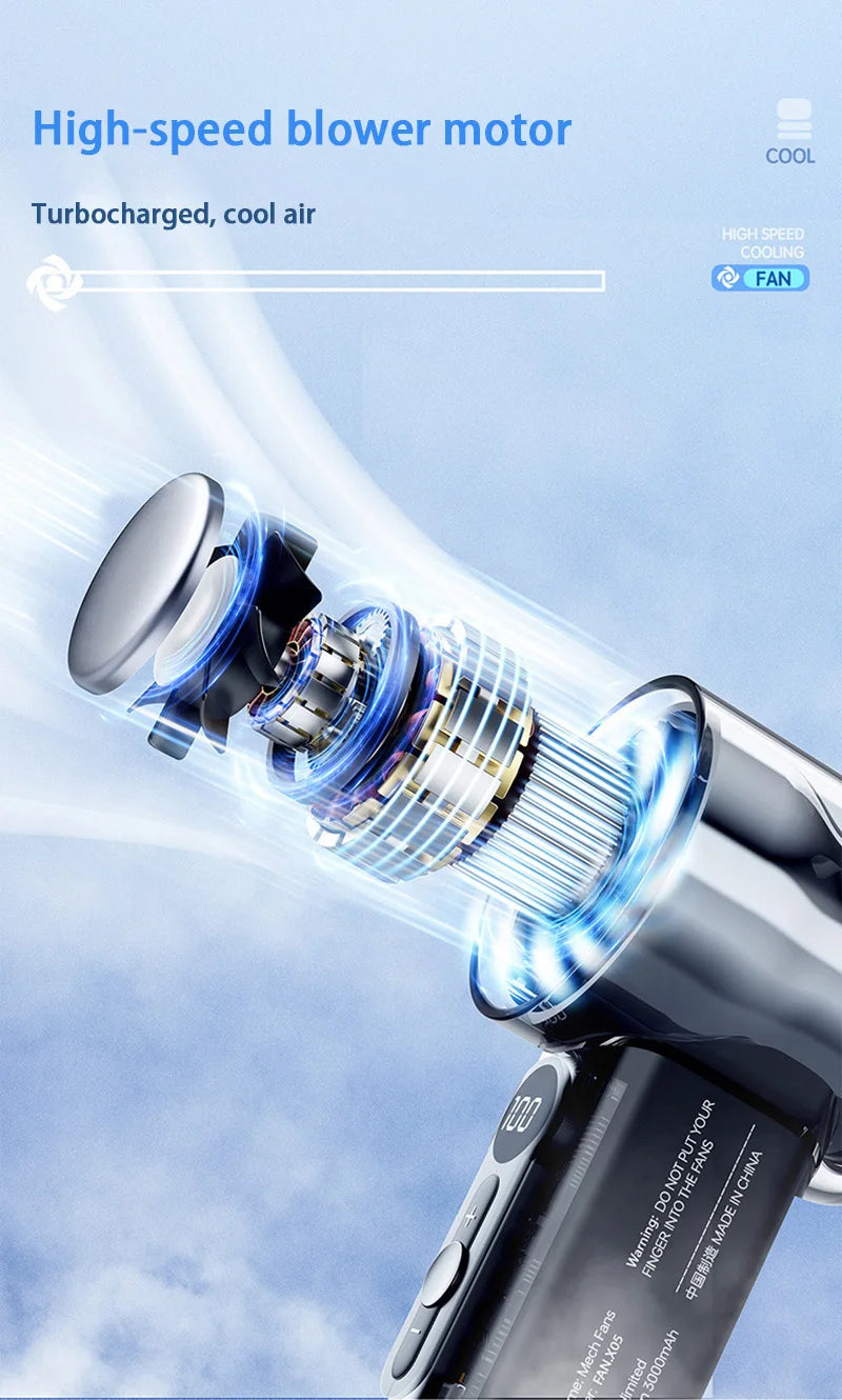 Fan X05 Mecha 100-speed Fan USB 20000RPM Violent Turbine Fan Handheld Refrigeration Ice Compress Fan Camping Travel
