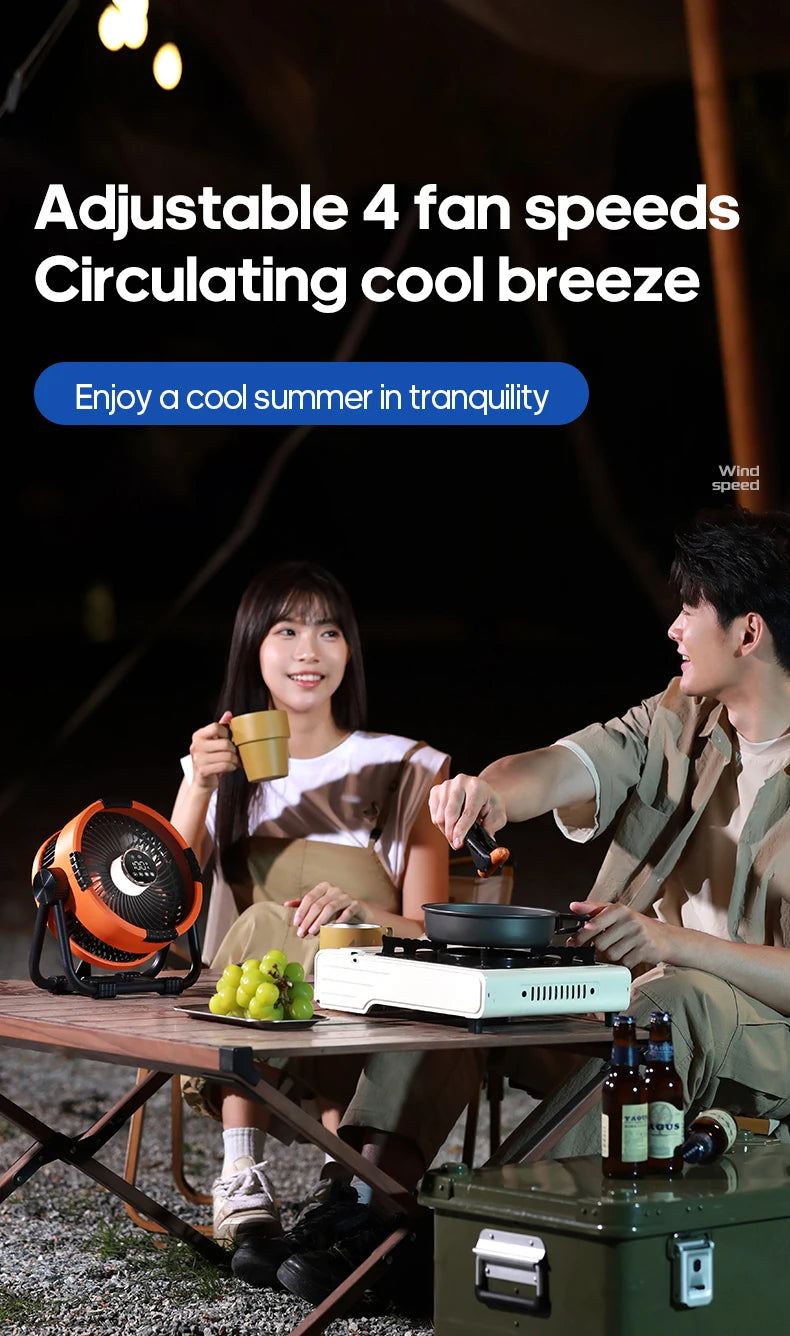 New Multifunctional 6 in 1 Desktop Fan 20000mAh Outdoor Camping Fan Air Circulator 4 Speed Adjustment Wireless Tent Ceiling Fan