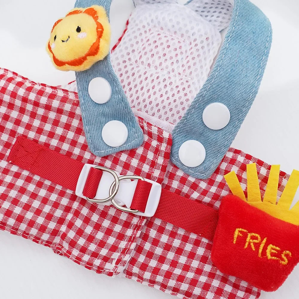 Cartoon Pet Harness Leash Sun Hat Set Cute Kitten Puppy Costume Cat Small Dogs Vest Harness Rope Cap 3pcs Outdoor Pet Supplies