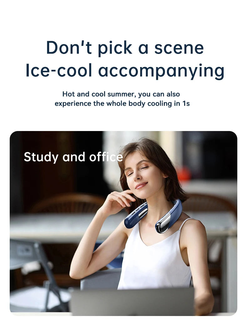 Portable Neck Fans for Outdoors Sports Rechargeable USB Mini Air Conditioner Fan Bladeless Neck-hanging Cooling Fan Air Cooler