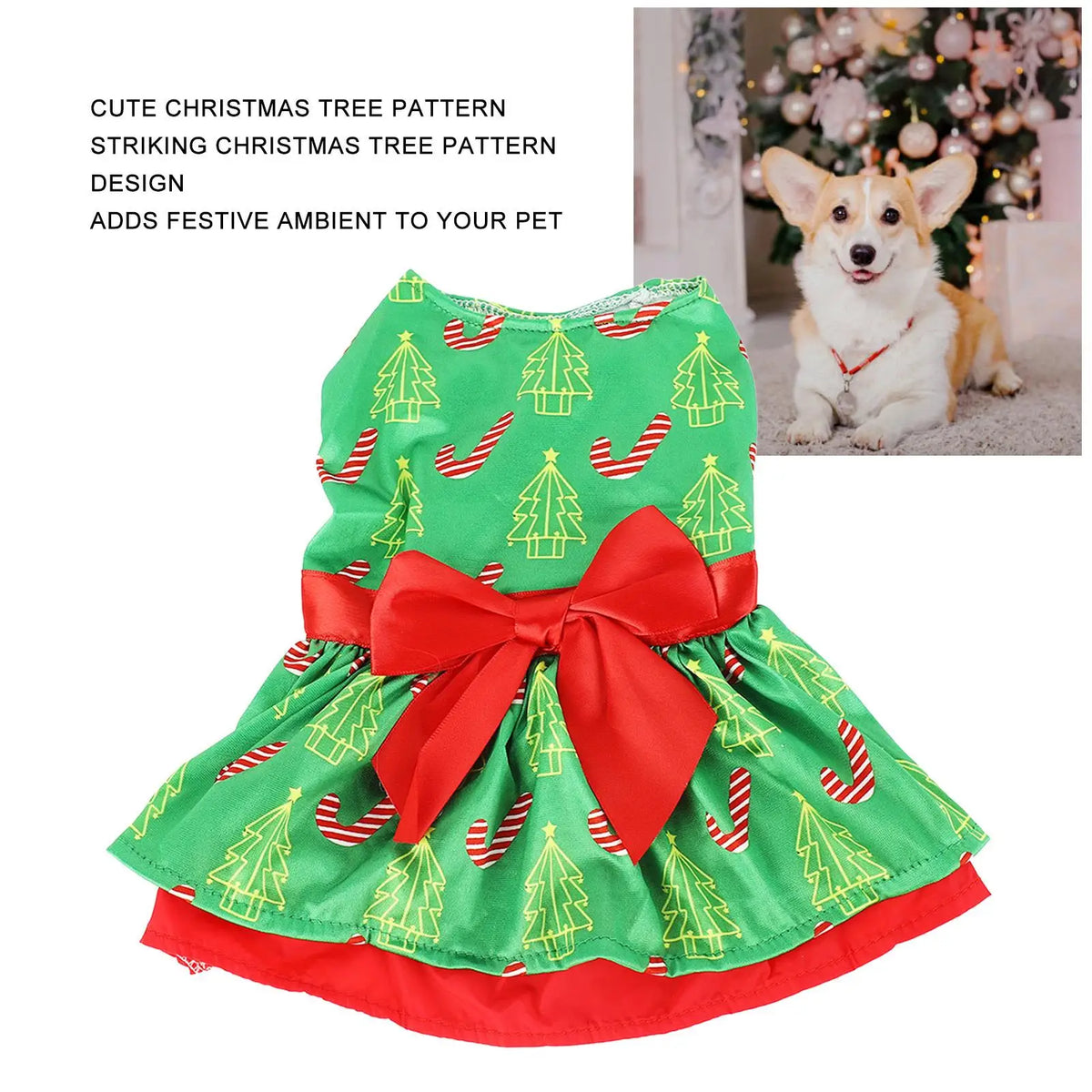 Adorable for christmas Tree Dog Dress - Cute Outfit for Puppies - Perfect for Parties & Daily Wear