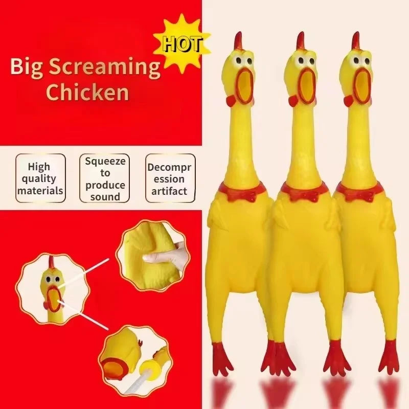 Novelty Yellow Screaming Chicken Dog Toy-Durable Rubber Squeaker for Boredom Relief Bite-Resistant Chew Toy for Small/Medium Dog