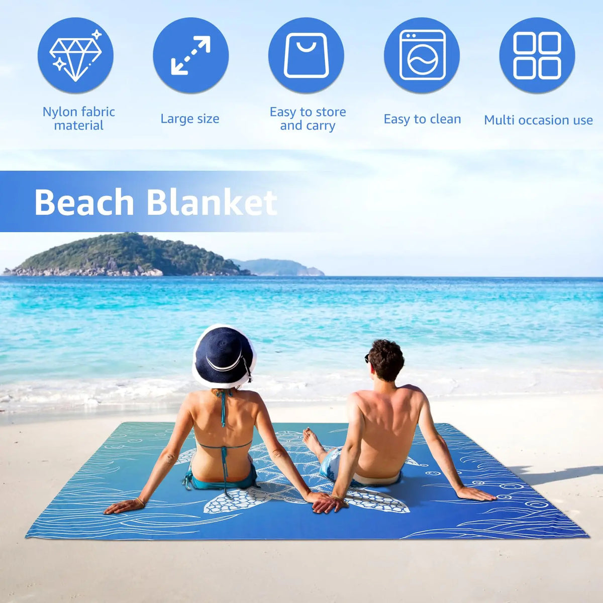 Beach Blanket Waterproof Sandproof Foldable Large Lightweight Pad Portable Soft Quick Dry Picnic Mat for Outdoor Travel Camping