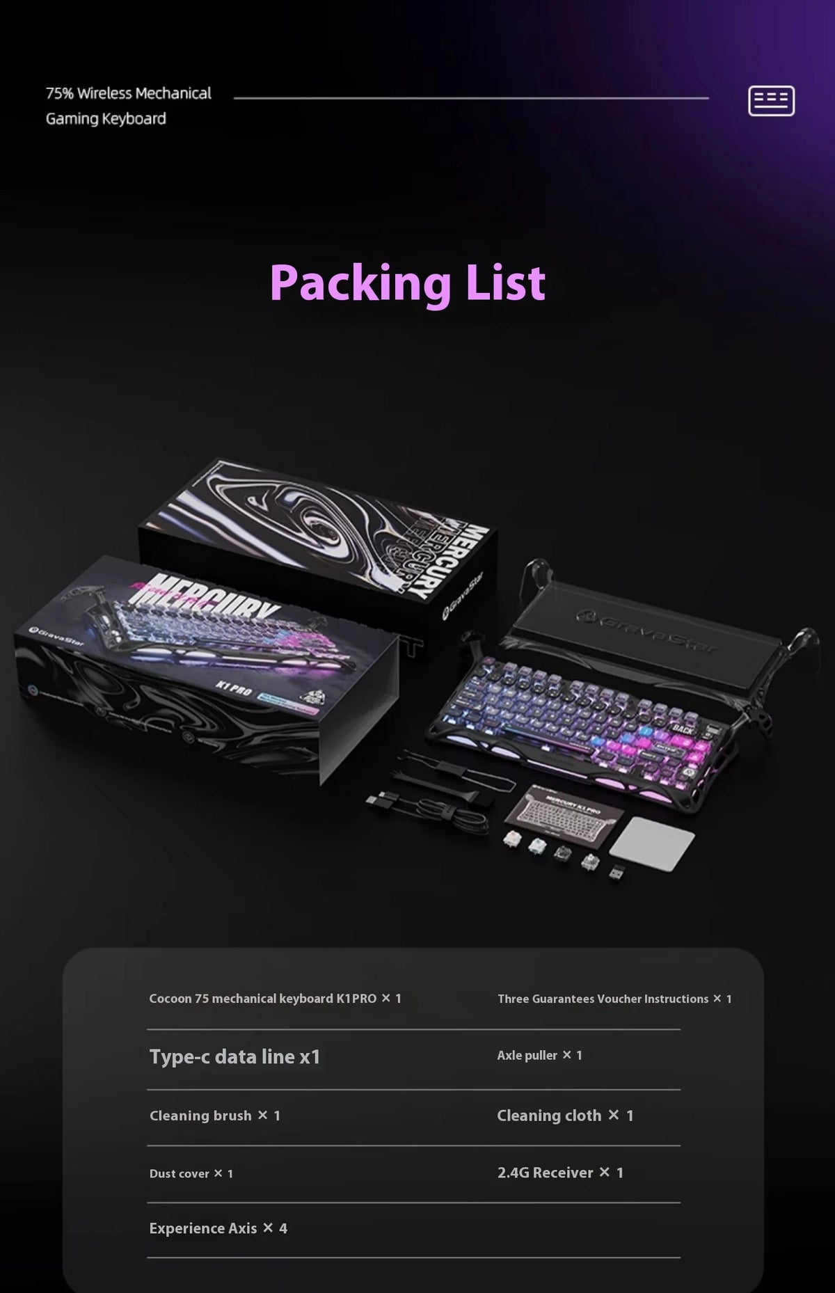 GravaStar 75k1pro Esports Gaming Mechanical Keyboard 79 Key Cyberpunk Theme Aluminum Alloy Keyboard Tablet Laptop Office Gaming